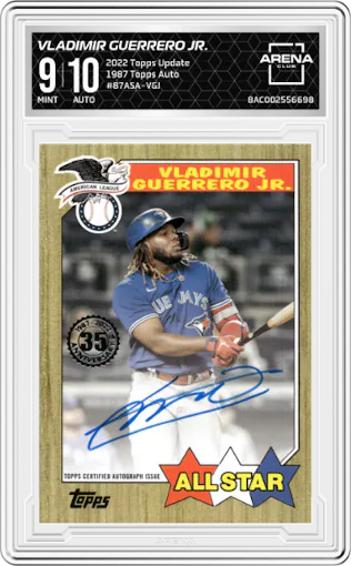 Vladimir Guerrero Jr. from the 2022 Topps Update  set graded by Arena Club and given an overall grade of 9.