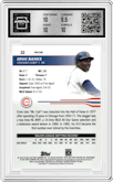 Ernie Banks from the 2024 Topps Pristine set featuring a Pristine Orange Refractor parallel graded by Arena Club and given an overall grade of 10.