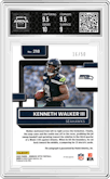 Kenneth Walker III from the 2022 Panini Donruss Optic set featuring a Pink Velocity parallel graded by Arena Club and given an overall grade of 9.5.