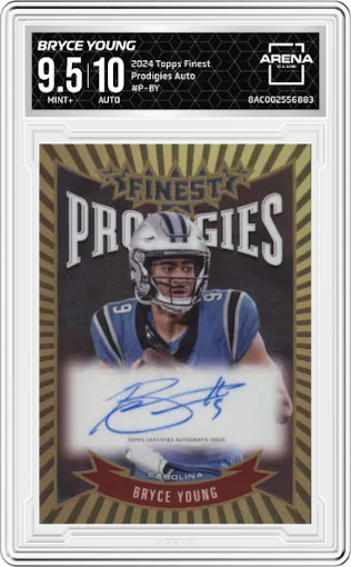 Bryce Young from the 2024 Finest set graded by Arena Club and given an overall grade of 9.5.