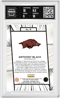Anthony Black from the 2023-24 Panini Prizm Draft Picks set and given an overall grade of 9.5.
