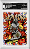Alvin Kamara from the 2022 Panini Absolute set graded by Arena Club and given an overall grade of 9.5.