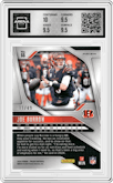 Joe Burrow from the 2024 Panini Prizm set featuring a No Huddle Purple Prizm parallel graded by Arena Club and given an overall grade of 10.