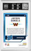 Jayden Daniels from the 2024 Donruss set featuring a Blue Scope parallel graded by Arena Club and given an overall grade of 9.