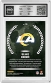 Blake Corum from the 2024 Donruss Optic set featuring a Ice parallel graded by Arena Club and given an overall grade of 10.