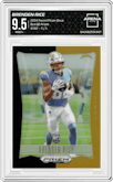 Brenden Rice from the 2024 Panini Prizm Deca set featuring a Black Gold Prizm parallel graded by Arena Club and given an overall grade of 9.5.