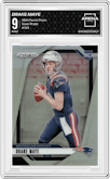 Drake Maye from the 2024 Panini Prizm set featuring a Silver Prizm parallel graded by Arena Club and given an overall grade of 9.