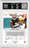 Jerry Jeudy from the 2024 Panini Prizm Deca set featuring a Gold Prizm parallel graded by Arena Club and given an overall grade of 9.5.