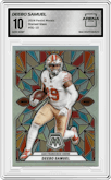 Deebo Samuel from the 2024 Panini Mosaic set graded by Arena Club and given an overall grade of 10.