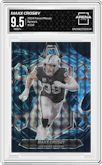 Maxx Crosby from the 2024 Panini Mosaic set featuring a Genesis parallel graded by Arena Club and given an overall grade of 9.5.