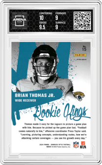 Brian Thomas Jr. from the 2024 Donruss Optic set and given an overall grade of 9.5.