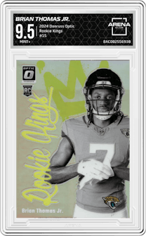 Brian Thomas Jr. from the 2024 Donruss Optic set and given an overall grade of 9.5.
