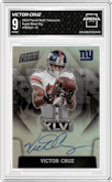 Victor Cruz from the 2023 Panini National Treasures set graded by Arena Club and given an overall grade of 9.
