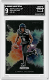 Lamar Jackson from the 2024 Panini Prizm Draft Picks set graded by Arena Club and given an overall grade of 9.