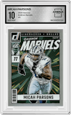 Micah Parsons from the 2024 Donruss set graded by Arena Club and given an overall grade of 10.