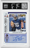 Tiki Barber/Saquon Barkley from the 2019 Panini Passing the Torch set graded by Arena Club and given an overall grade of 9.5.