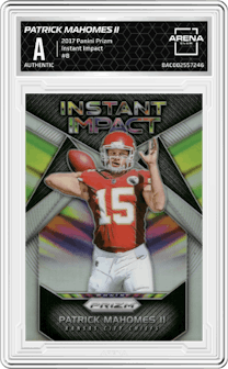 Patrick Mahomes II from the 2017 Panini Prizm set graded by Arena Club and given an overall grade of 0.
