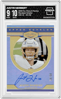 Justin Herbert from the 2020 Panini Plates & Patches set graded by Arena Club and given an overall grade of 9.