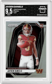 Jayden Daniels from the 2024 Panini Prizm set graded by Arena Club and given an overall grade of 9.5.