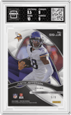 Justin Jefferson from the 2022 Panini Spectra set featuring a Neon Splatter parallel graded by Arena Club and given an overall grade of 9.5.