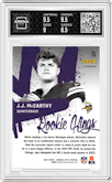 J.J. McCarthy from the 2024 Donruss Optic set graded by Arena Club and given an overall grade of 9.
