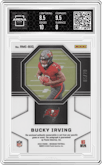 Bucky Irving from the 2024 Panini Obsidian set featuring a Molten FOTL parallel graded by Arena Club and given an overall grade of 8.5.