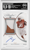 Bijan Robinson from the 2023 Panini Flawless Collegiate set graded by Arena Club and given an overall grade of 9.5.