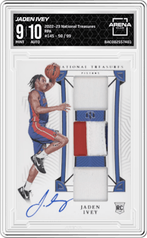 Jaden Ivey from the 2022-23 Panini National Treasures set and given an overall grade of 9.