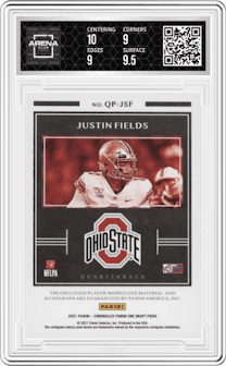 Justin Fields from the 2021 Panini Chronicles Draft Picks set and given an overall grade of 9.5.