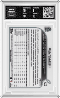 Cal Raleigh from the 2022 Topps 3D set graded by Arena Club and given an overall grade of 9.5.