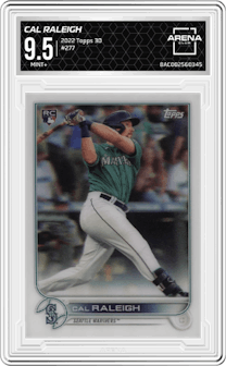 Cal Raleigh from the 2022 Topps 3D set graded by Arena Club and given an overall grade of 9.5.