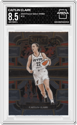Caitlin Clark from the 2024 Panini Select WNBA set graded by Arena Club and given an overall grade of 8.5.