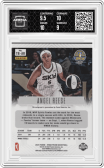 Angel Reese from the 2024 Panini Prizm WNBA set graded by Arena Club and given an overall grade of 9.5.