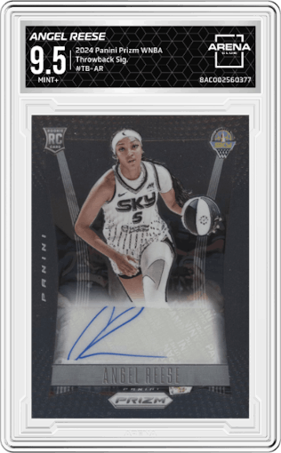 Angel Reese from the 2024 Panini Prizm WNBA set graded by Arena Club and given an overall grade of 9.5.