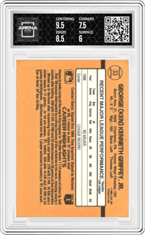 Ken Griffey Jr. from the 1989 Donruss set graded by Arena Club and given an overall grade of 6.5.