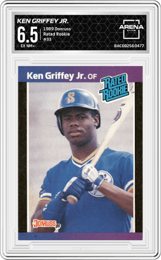Ken Griffey Jr. from the 1989 Donruss set graded by Arena Club and given an overall grade of 6.5.
