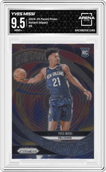 Yves Missi from the 2024-25 Panini Prizm set graded by Arena Club and given an overall grade of 9.5.