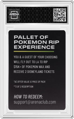 Redemption from the Pallet of Pokemon Rip Experience set graded by Arena Club.