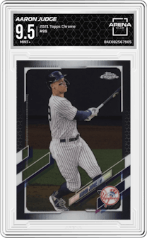 Aaron Judge from the 2021 Topps Chrome set graded by Arena Club and given an overall grade of 9.5.