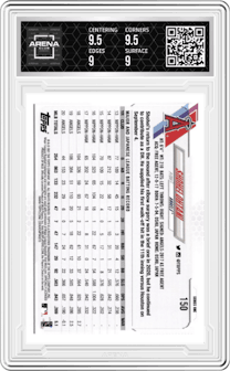 Shohei Ohtani from the 2021 Topps Series 1 set graded by Arena Club and given an overall grade of 9.5.