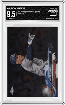 Aaron Judge  from the 2018 Topps Chrome Update  set graded by Arena Club and given an overall grade of 9.5.