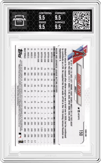 Shohei Ohtani from the 2021 Topps Series 1 set graded by Arena Club and given an overall grade of 9.5.