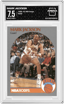 Mark Jackson from the 1990-91 NBA Hoops set graded by Arena Club and given an overall grade of 7.5.