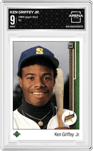 Ken Griffey Jr. from the 1989 Upper Deck set graded by Arena Club and given an overall grade of 9.