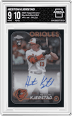 Heston Kjerstad from the 2024 Topps Chrome set featuring a Black Refractor parallel graded by Arena Club and given an overall grade of 9.