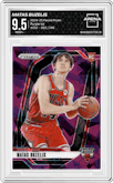 Matas Buzelis from the 2024-25 Panini Prizm set featuring a Purple Ice parallel graded by Arena Club and given an overall grade of 9.5.
