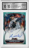 Hurston Waldrep from the 2023 Bowman Draft set featuring a Aqua Lava Refractor parallel graded by Arena Club and given an overall grade of 10.