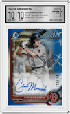 Chase Meidroth  from the 2022 Bowman Draft set featuring a Blue Refractor parallel graded by Arena Club and given an overall grade of 10.