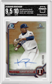 Kumar Rocker from the 2022 Bowman Draft set featuring a Refractor parallel graded by Arena Club and given an overall grade of 9.5.