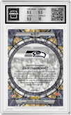 Zach Charbonnet from the 2023 Panini Mosaic set graded by Arena Club and given an overall grade of 10.